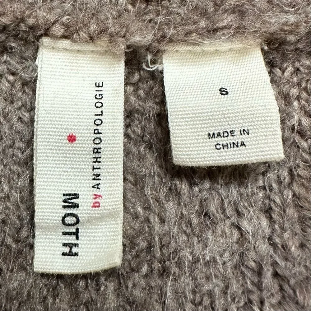 Anthropologie Moth Merino Wool Cut Out Long Sleeves Sweater, Sz Small